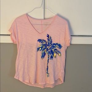 Lily Pulitzer Pink Shirt with Palm Tree